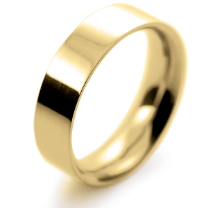 Flat Court Very Heavy -  6mm (FCH6-Y) Yellow Gold Wedding Ring